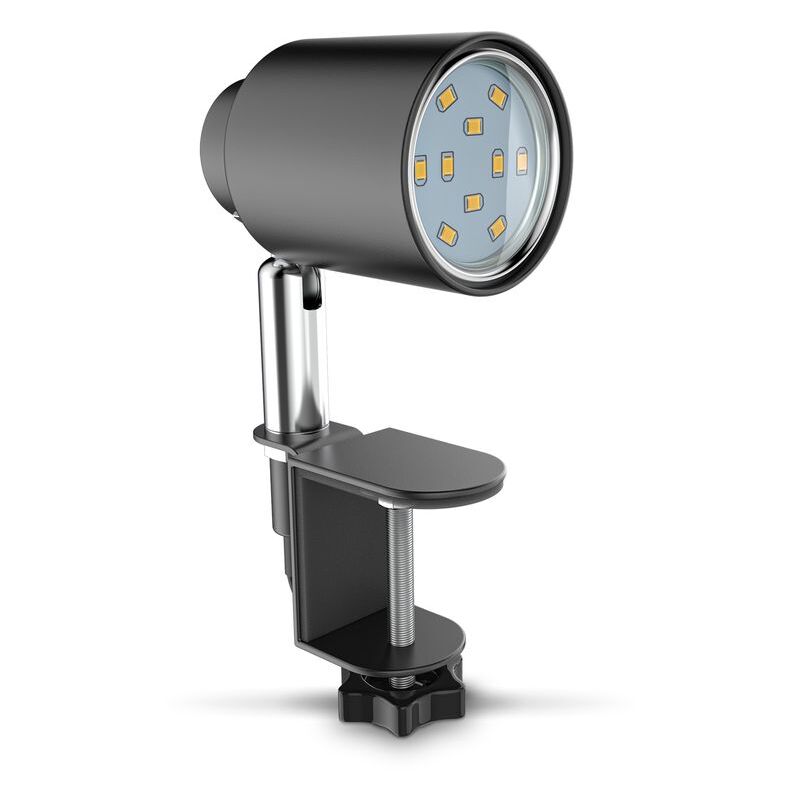 

B.K.Licht LED abrazadera de luz incl. 5W GU10 iluminador I blanco cálido I giratorio I inclinación I interruptor de conmutación I metal I negro-mate