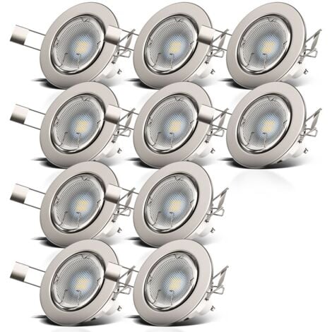 B.K.LICHT LED à encastrer orientables lot de 6 / lot de 10 spots nickel-mat spots plafond encastrables GU10