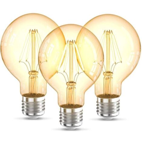 B.K.Licht Lot de 3 ampoules LED Edison Vintage G80 I E27, 4W, blanc chaud 2200K, intensité lumineuse 320lm, rétro à filament