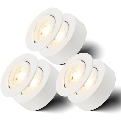 B.K.Licht – Lot de 3 spots encastrables LED 5W orientables – Lumière blanche chaude 3000K – Angle de rayonnement 38° – Ø9,3 x 3 cm - LED 2 EN