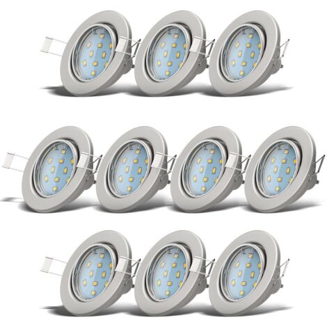 B.K.Licht – Lot de 10 spots LED encastrables orientables – Ampoules GU10 3W incluses – 250lm, blanc chaud 3000K, 230V, profondeur 60mm