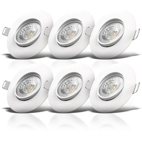 B.K.Licht – Lot de 6 spots LED encastrables Ø68mm – 5W 460lm – Blanc chaud 3000K – Ultra plats 30mm – IP23 orientables pour intérieur