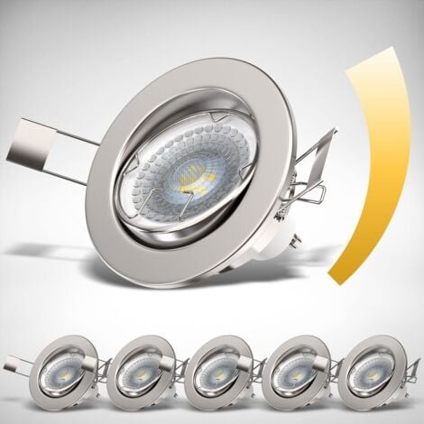 B.K.Licht lot de 6 spots LED encastrables orientables dimmables, ampoules 6x5,5W incluses, GU10, luminaire plafond, spots plafond, luminaires ronds encastrables, blanc chaud