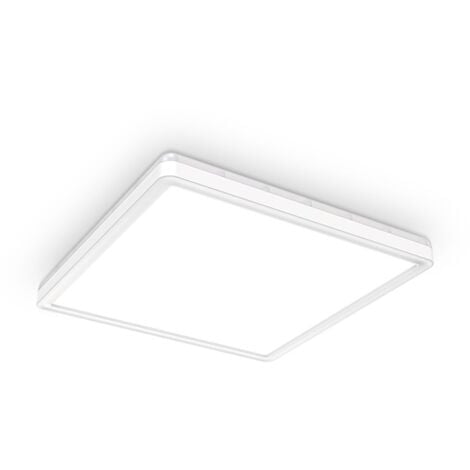B.K.Licht Panel LED extra plat, 18W, 2400Lm, lumière blanche neutre 4000K, éclairage plafond, lumière indirecte, fonction mémoire, plafonnier LED pour bureau, couloir, salon, carré 293x293mm