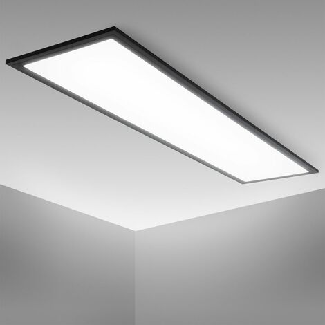 B.K.Licht Pannello LED, 1 metro, luce bianca neutra 4.000K, 22W, 2.200Lm, plafoniera con cornice nera, 1000x250x65mm