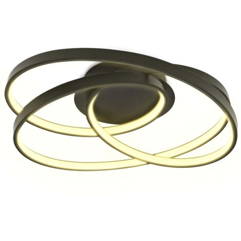 B.K.Licht Plafoniera LED ad anelli, 35W, luce calda 3000K, 4600Lm, lampada da soffitto LED per soggiorno o camera da letto, nero