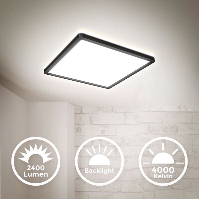 B.K.Licht Plafoniera LED Con Illuminazione Indiretta, Ultra Piatta 2 ...