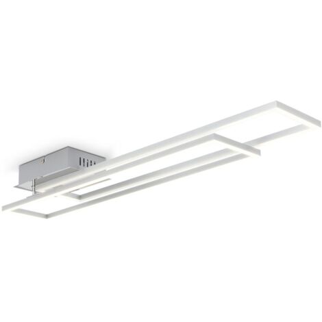 B.K.Licht Plafoniera LED da 40W, luce calda 3000K, 1 cornice orientabile, lampada da soffitto per ufficio Frame, colore cromato-alluminio spazzolato