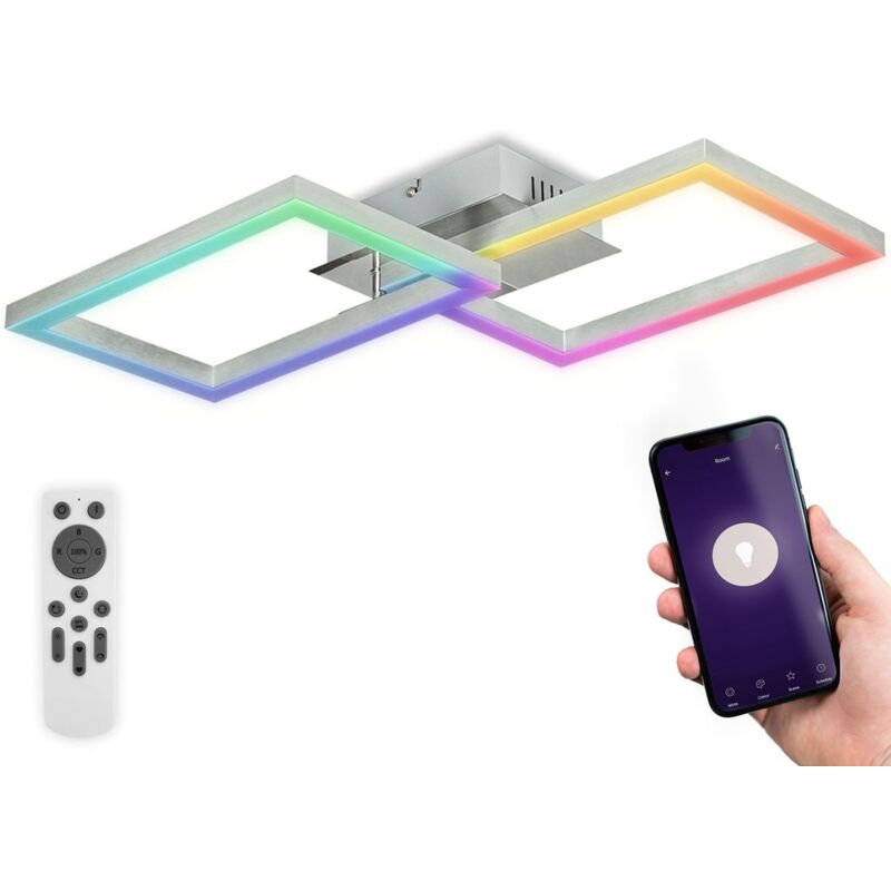 Image of B.K.Licht Plafoniera LED smart WiFi, App e telecomando, controllo vocale, dimmerabile, CCT luce calda, neutra, fredda, colorata RGB, iOS & Android