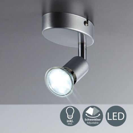 B.K.Licht plafonnier LED 1 spot orientable, applique murale LED salon, ampoule LED 3W GU10 incl, 250 Lm, lumière blanche chaude 3000K