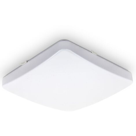 B.K.Licht Plafonnier LED Eclairage plafond finition blanche platine LED 12W 1200lm blanc chaud 3000K IP20 carré 27x27cm