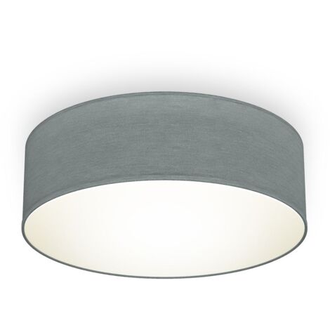 B.K.Licht – Plafonnier textile gris Ø30cm – Éclairage moderne pour bureau – Douille E27 – IP20 – Compatible ampoules LED et halogènes