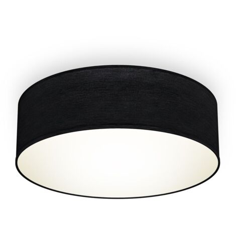B.K.Licht – Plafonnier textile noir Ø30cm – Éclairage moderne pour bureau – Douille E27 – Indice de protection IP20 – Compatible ampoules LED