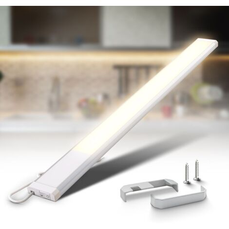 B.K.Licht réglette LED, platine LED 10W intégrée, 1100 Lumen, longueur 57,5cm, blanc chaud 3000K, IP20, éclairage cuisine atelier plan de travail