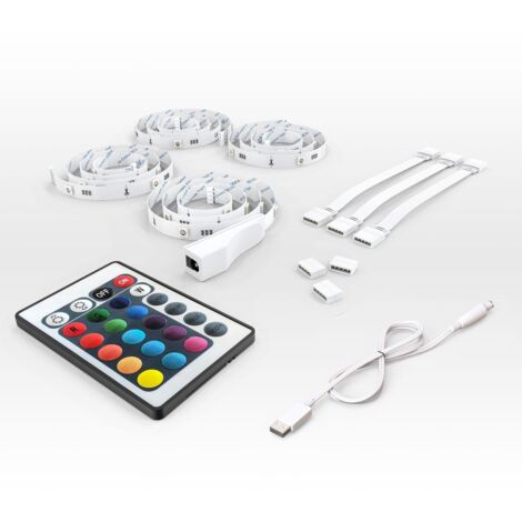 B.K.Licht – Ruban LED RGB 2m USB – 36 LEDs auto-adhésif – Rétroéclairage TV 40-60 pouces – Ambiance personnalisée pour gaming
