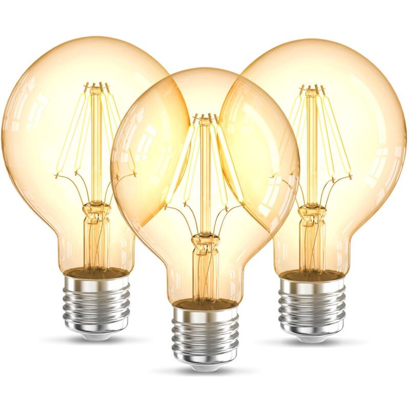 

Set de 3 G80 Edison Bombilla de luz vintage I E27 4W 2200K 320lm I blanco cálido I Bombilla de luz LED I bombilla de luz retro I filamento - B.k.licht