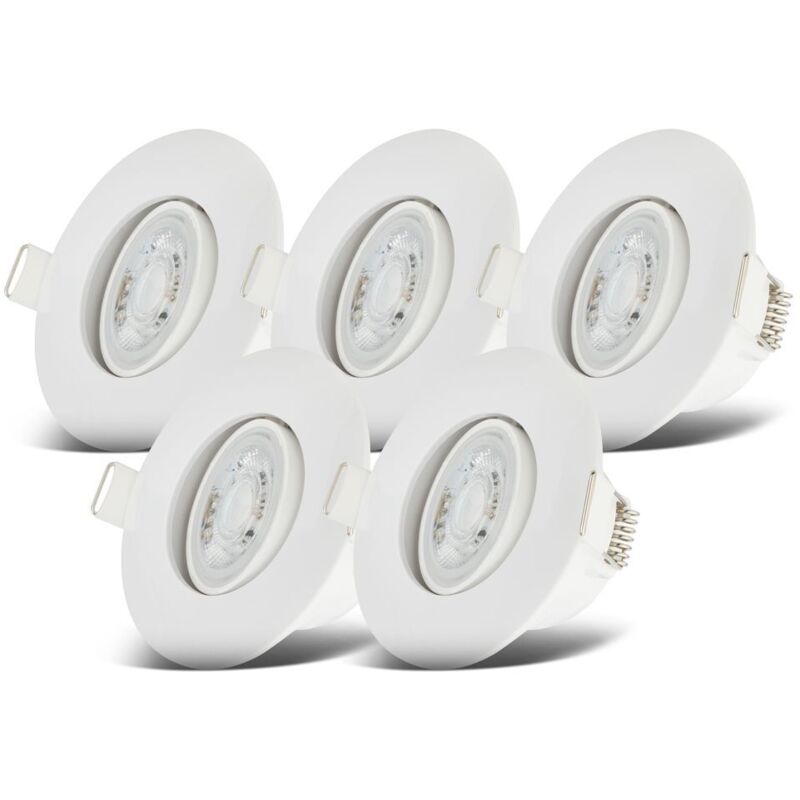 B.K.Licht Set of 5 Bathroom Recessed Lights LED Downlights Spotlights IP65 in White