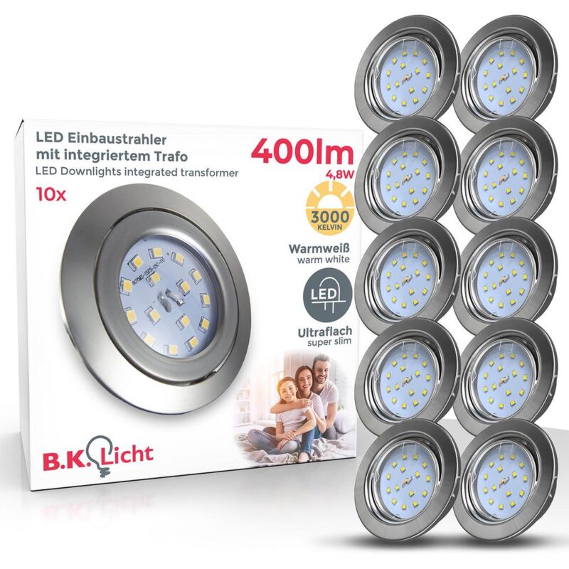 Image of B.k.licht - Set di 10 faretti led da incasso 230V orientabili, spot led ultrapiatti, luce bianca calda, spot da soffitto con foro da 68 mm, faretti