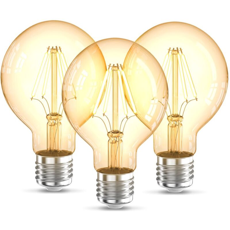 Image of Set di 3 G80 Edison lampadina d'epoca i E27 4W 2200K 320lm i bianco caldo i lampadina a led i lampadina a led i lampadina retrò i filamento