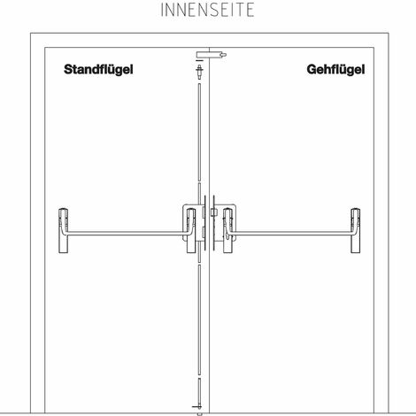 BKS Fluchttürschloss-Set 2 flg. Funktion E/EN 1125, links, DM 65, Alu