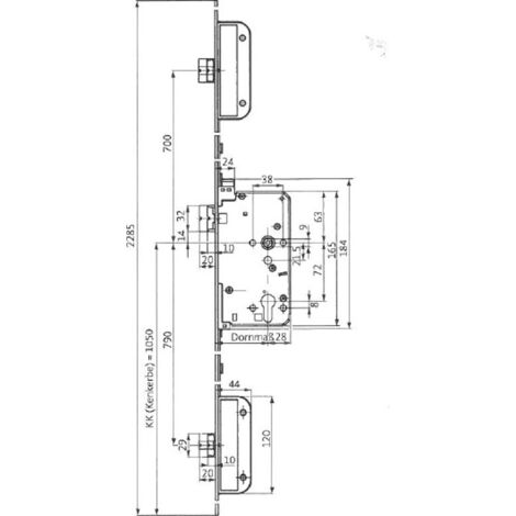 BKS Secury 2110 Panik-Türverschluss Rechts DM65/DIN72 U-Stulp 24x6mm Funktion B