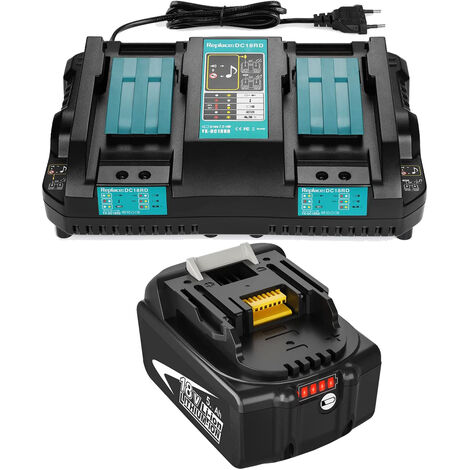 BL1850B Batterie + Chargeur Double DC18RD pour Makita 2 Batteries 18V 5,0Ah BL1850 BL1860B BL1860 BL1815 BL1830 BL1840, Radio DMR100 DMR101 DMR102 DMR103B DMR104 DMR105 DMR108