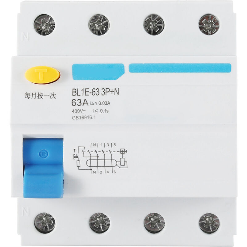 Kkmoon - Bl1e - 63 3P n 63A rccb disjoncteur de courant résiduel 230v 30MA
