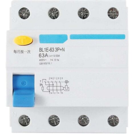 BL1E-63 RCCB Fehlerstromschutzschalter, 3P+N 63A 230V 30mA Elektrischer Leckageschutz