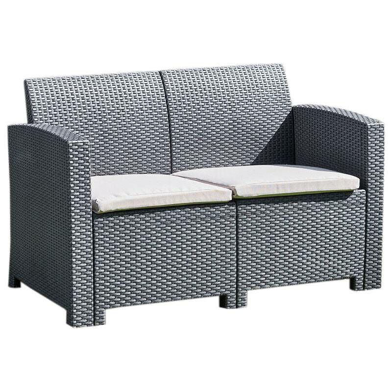 Black 2 Seater Rattan Sofa - Outdoor Garden Furniture for ...