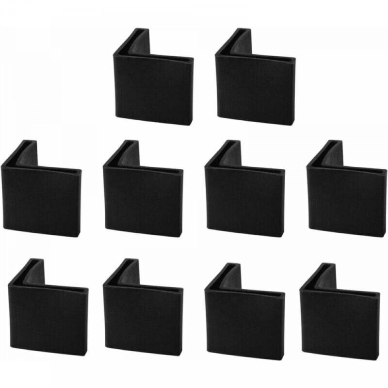 Black 35mm x 35mm 10pcs Chair Leg Caps Iron Angle l Shape Furniture Table Glide End Cap Corner Protector Plastic