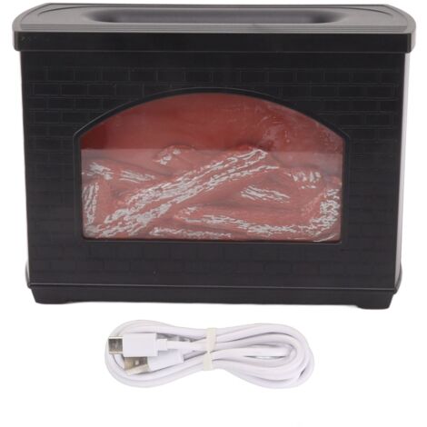 Black 270ml Fireplace Flame Diffuser No BPA Desktop Essential Oil Diffuser Mist Humidifier 7.5W 5V