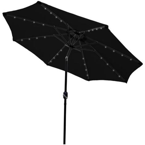 Black 2.7m LED Tilt Parasol