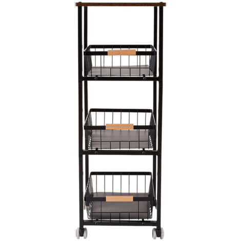 Black 4-layer Stackable Kitchen Storage Rack 39cm W x 28cm D x 82cm H
