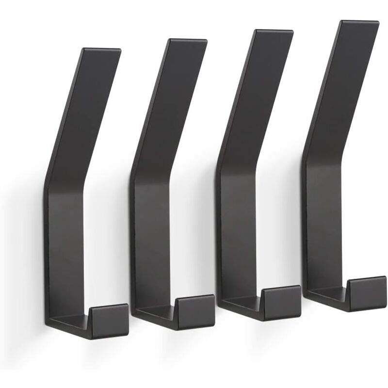 Linghhang - Black) 4 Pcs Coat Hooks, Wall Mounted Coat Rack (Invisible Screws), Modern Coat Hook for Jackets, Coats, Clothes, Scarves, Handbags and