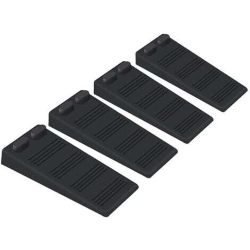(Black) 4-piece Soft Rubber Door Stopper, Adjustable Height Non-slip Block, Non-toxic, Odorless Door Stop, Protects Floors and Walls, For Carpet,