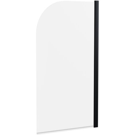 Black 6mm Toughened Safety Glass Straight Reversible Bath Screen - Frameless Shower Screen for Modern Bathrooms by Balterley