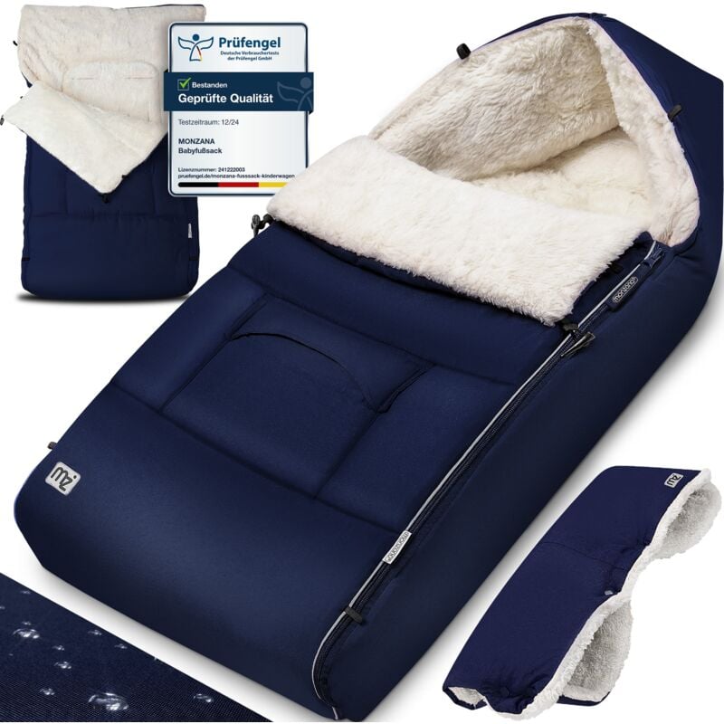 Chancelière pour bébé Chancelière d'hiver pour poussette Chauffe-main Résistant aux intempéries Bandes réfléchissantes Fermeture éclair 90x60cm Bleu