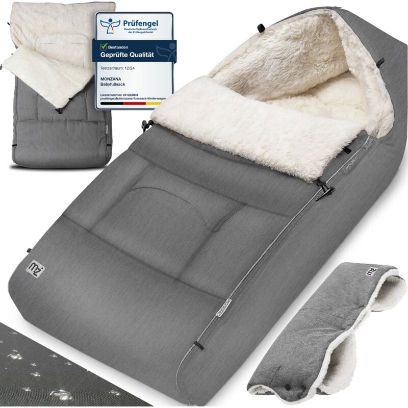 Chancelière pour bébé Chancelière d'hiver pour poussette Chauffe-main Résistant aux intempéries Bandes réfléchissantes Fermeture éclair 90x60cm Gris