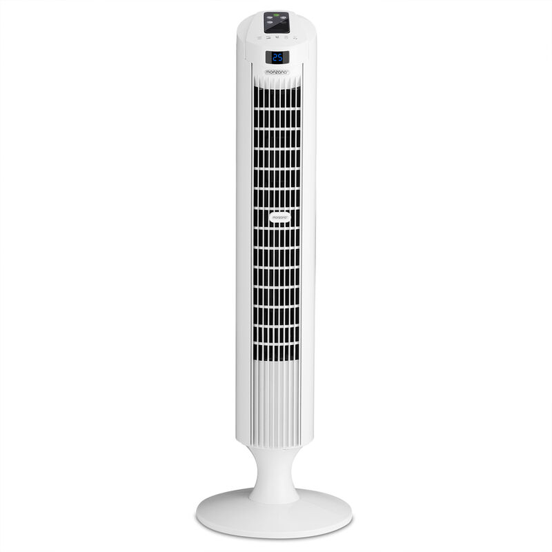 Monzana Tower Fan REMOTE CONTROL 3 ​​Speed Levels Timer 70° Oscillation Whisper-quiet Fan Pedestal Fan White