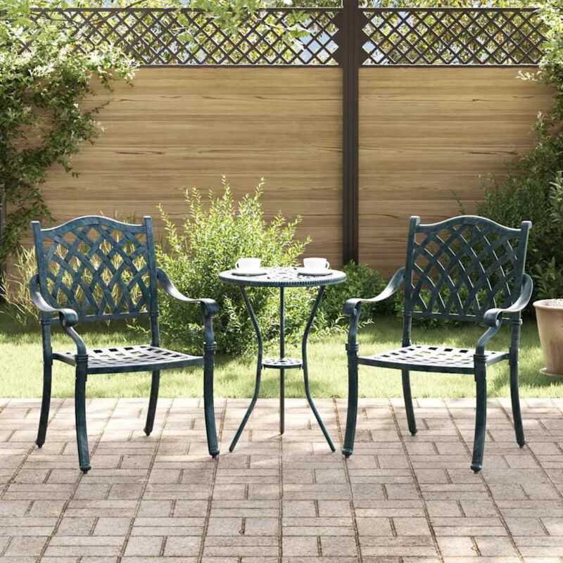 Garden Chair 2 Pcs Green 55 X 56.5 X 91cm Aluminium Vidaxl