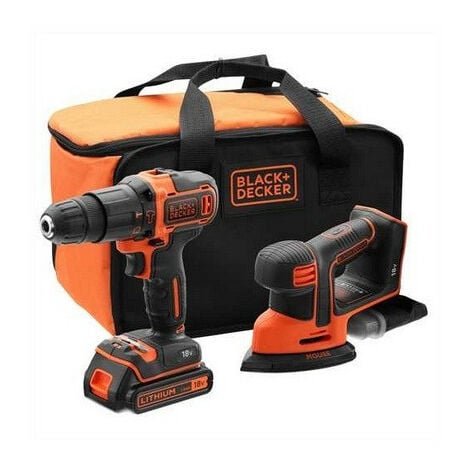 Black and Decker - Kit d'outils 18V perceuse à percussion + ponceuse delta - BCK23S1S