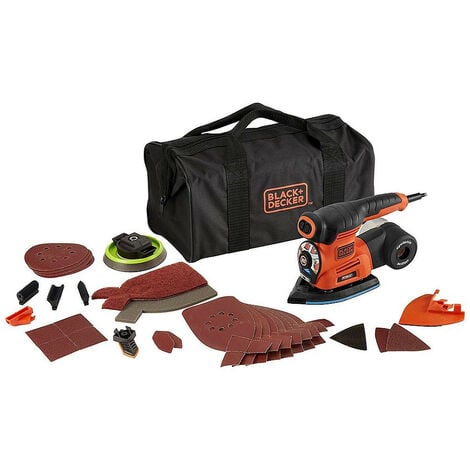 Black and Decker - Multiponceuse 4 en 1 autoselect 220W 100x165mm dans un sac de rangement avec 23 accessoires- KA280LSA2-QS