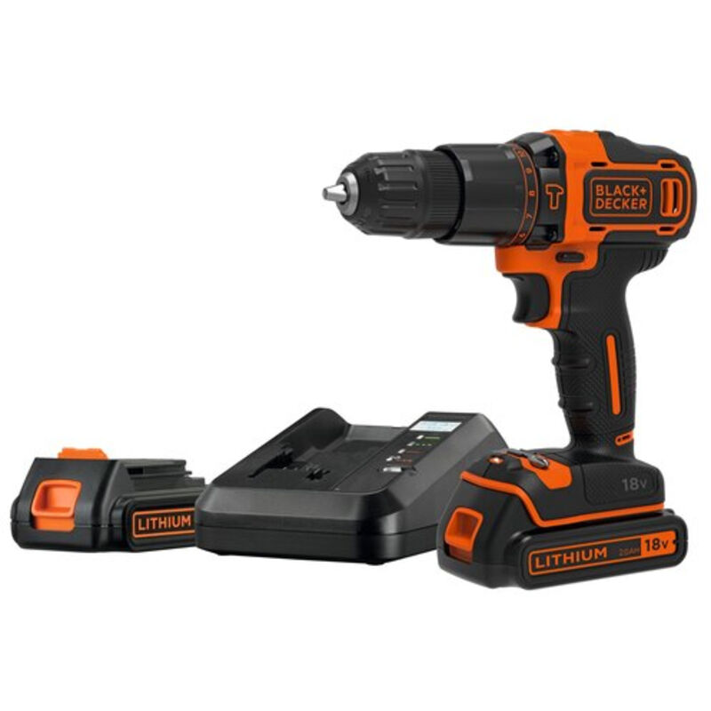 Black&decker - BDCHD18K1B2-QW perceuse à percussion sans fil 18V - 2 batteries - 1 chargeur et coffret de rangement