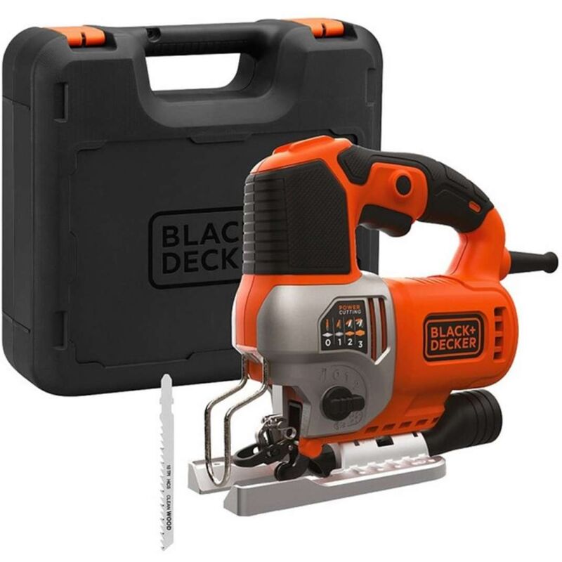 BLACK+DECKER Scie Sauteuse Filaire 650 W AUTOSELECT - BES610K-QS - Boîte De Rangement