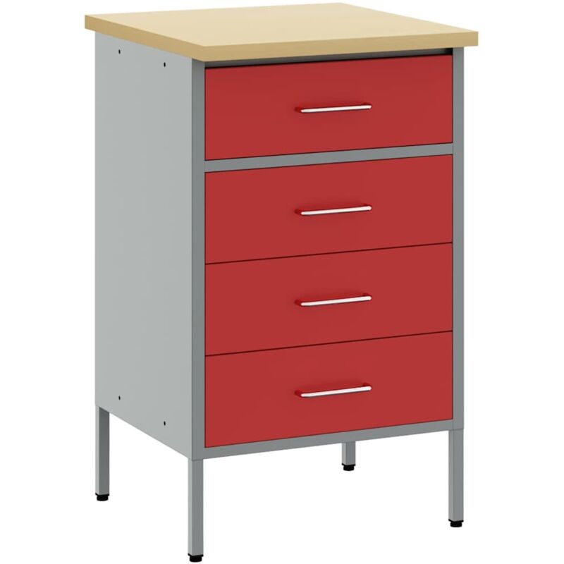Vidaxl - Workbench Red And Grey 50 X 55 X 85 Cm Powder-coated Steel