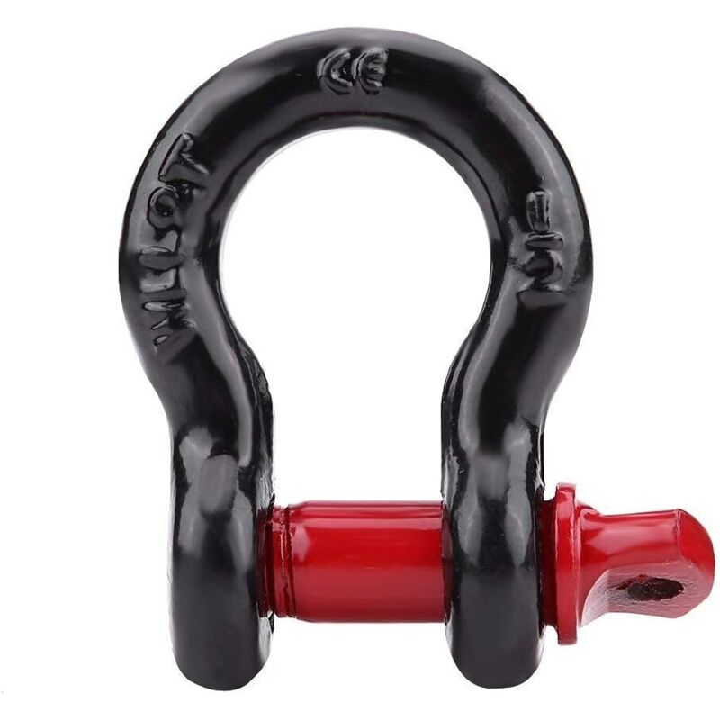Black and Red D-Ring Shackles, Load Capacity 4.75T / 10,000lbs - 8T / 17,000lbs, Steel + Zinc Plated, For Tow Trucks and Vehicle Recovery