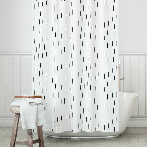 Black and White Shower Curtain - Trendy Boho Shower Curtain (Waterproof 72 x 72) Modern Shower Curtain Set (12 Metal Rings Included) / Knot and Style