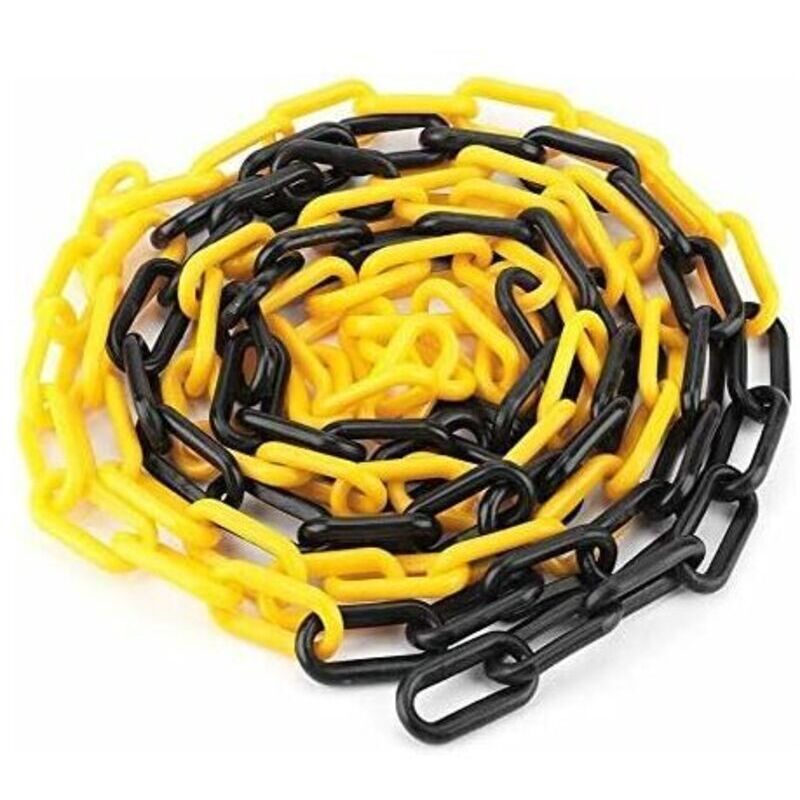 Black and yellow plastic chain, 6 mm, 25.0 meters