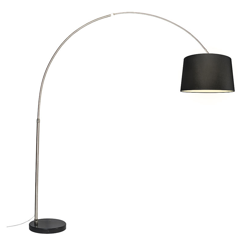 Arc Lamp Steel Fabric Lampshade Black 45 cm - XXL