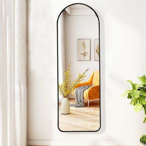 LIVINGANDHOME Black Arch Full Length Wall Mirror